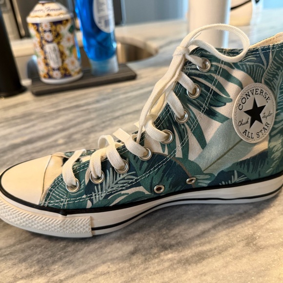 Converse All Star Green Patterned High Top Sneakers - Picture 6 of 6